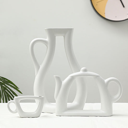 Palermo Modern White Pot-Shaped Decorative Ceramic Vase